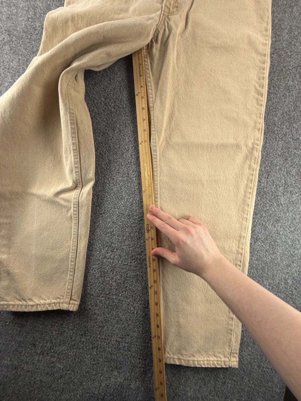 VTG Levis 550 Orange Tab Beige Denim Jeans 1996 USA Cotton Pockets ACTL 32X29.5 - Picture 10 of 16